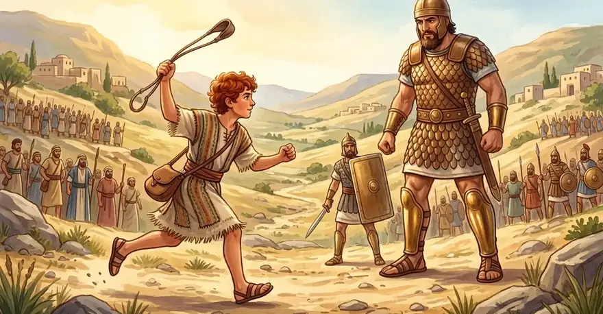 David runs to meet Goliath