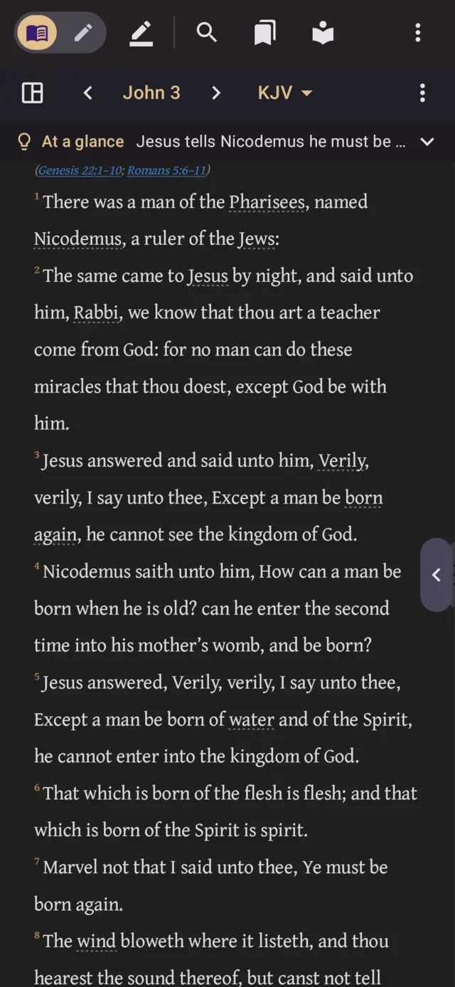 Ink & Word on a phone, reading John 3